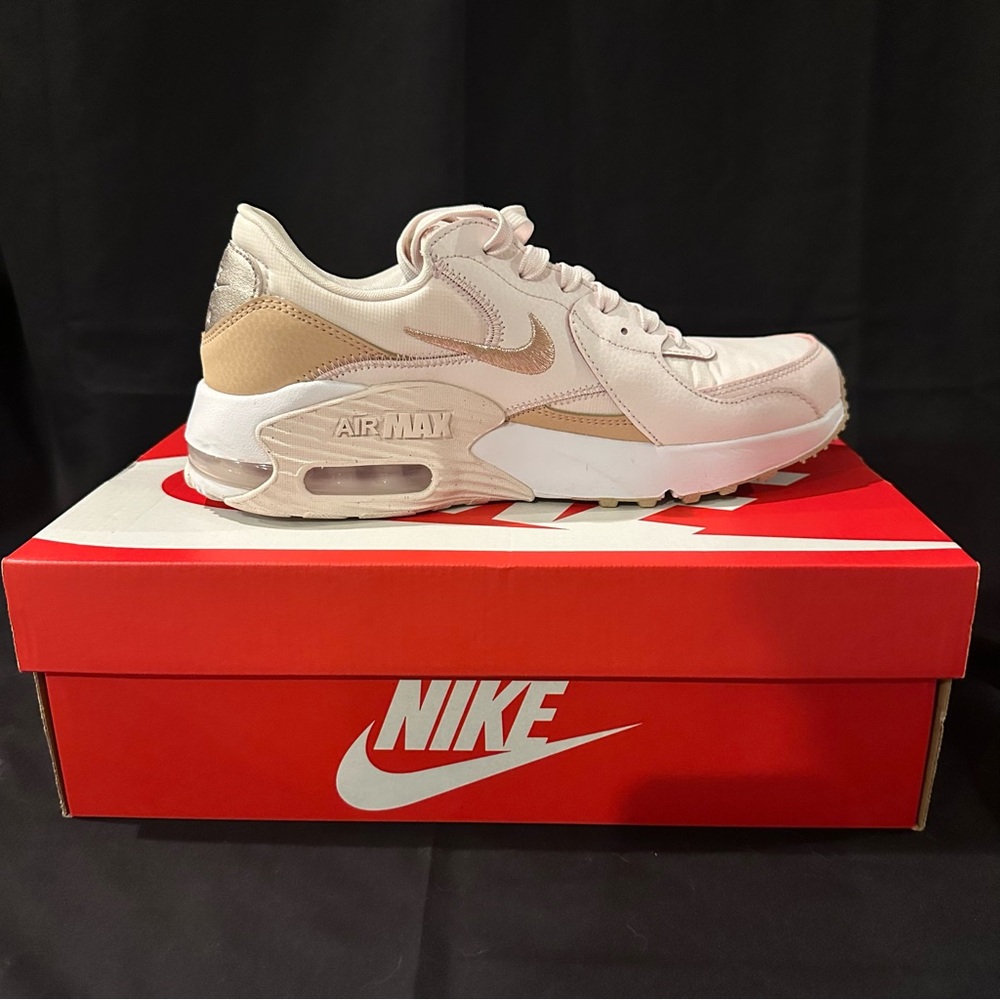 Nike Air Max Sneakers in rose gold tan and White